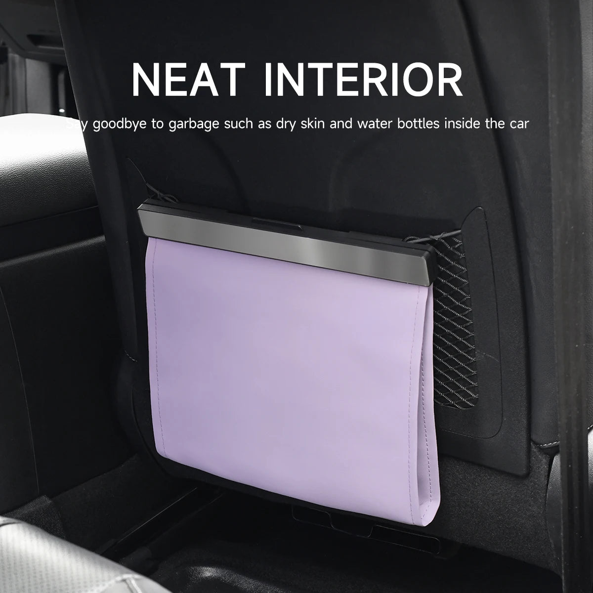Car Garbage Bag with LED Waterproof Magnetic Adsorption Storage Bag Seat Hanging Trash Can Leather Storage Pocket Leak-Proof